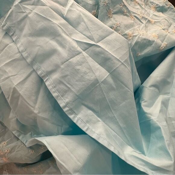 J. Peterman Dress Midi Size 12 Blue Floral Embroidered Vintage Gatsby Style - Picture 10 of 13